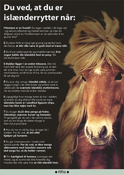 Plakat: "Du ved, du er islænderrytter når" (Print Selv)